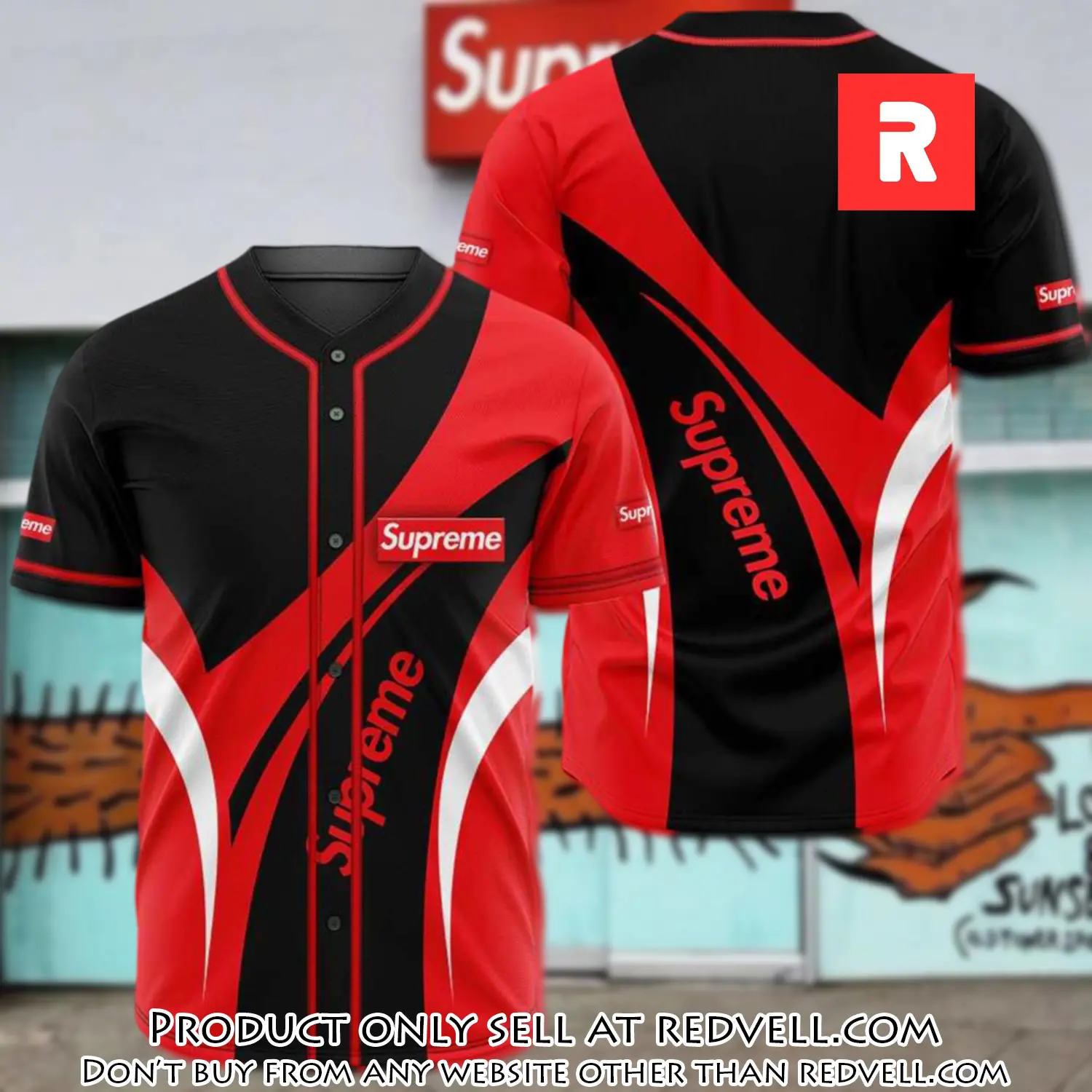 Supreme black red baseball jersey shirt luxury bjs1238 rv3650786